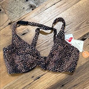 Seafolly Black and Peach US 8 F cup  swim top underwire support new with tag